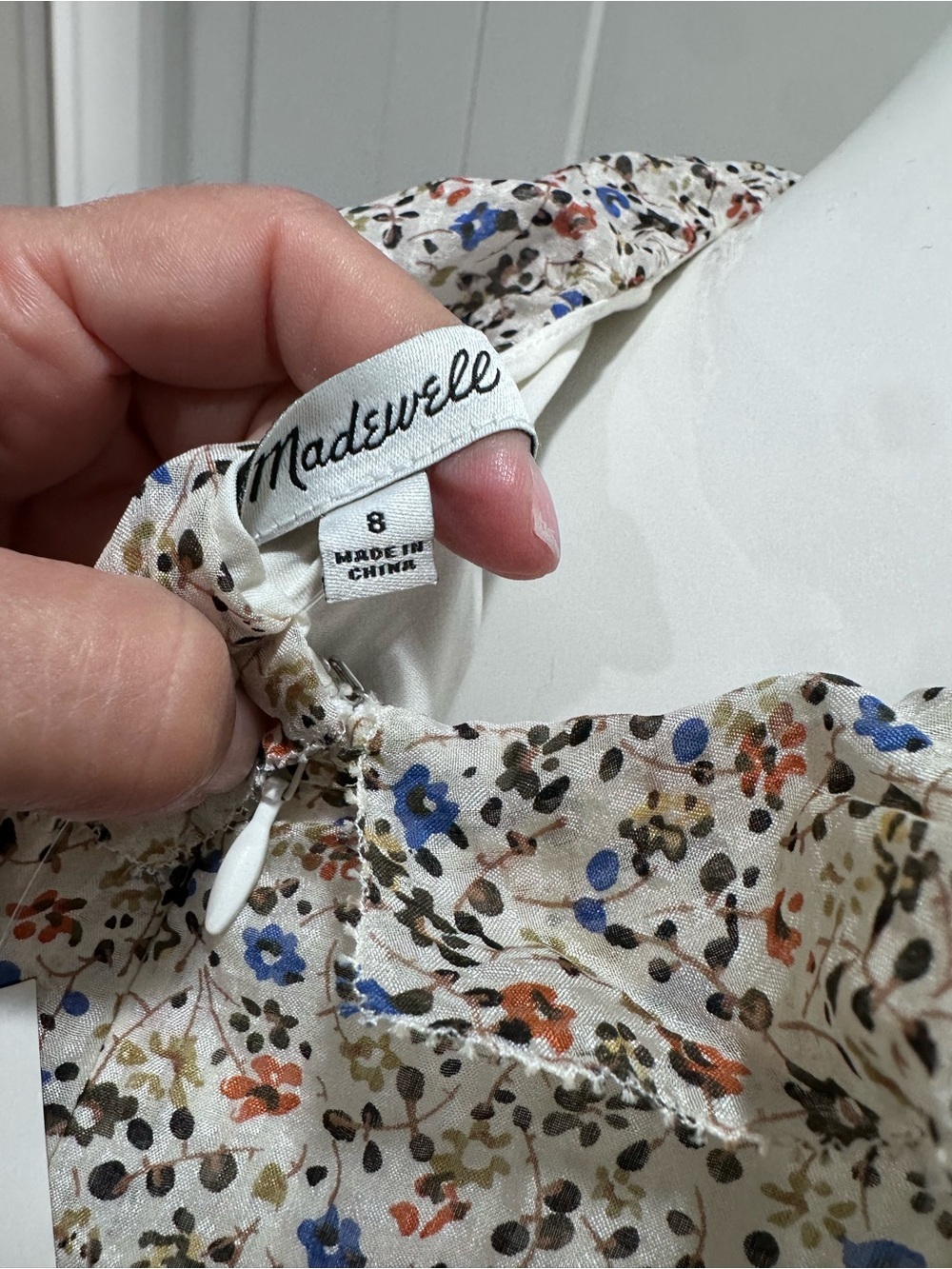 Madewell silk field floral ruffle neck mini dress - Picture 8 of 10